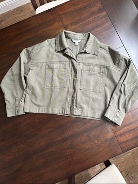 Old Navy Olive Green Utility Crop Jacket for Women